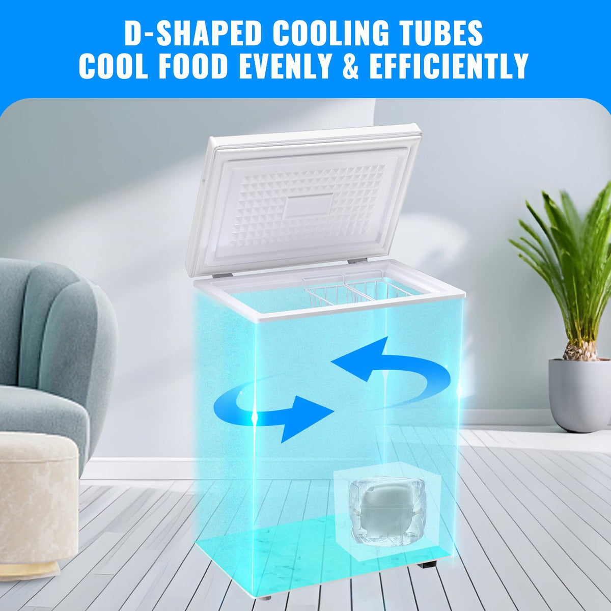 3.5 CU.FT White Chest Freezer with Two Removable Baskets B5635