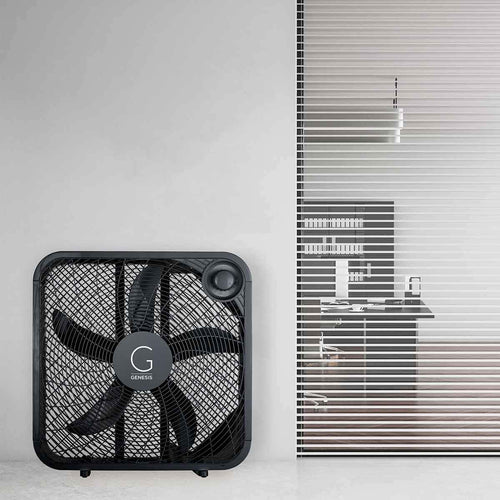 20" Box Fan, 3 Settings, Carry Handle, Black I8326