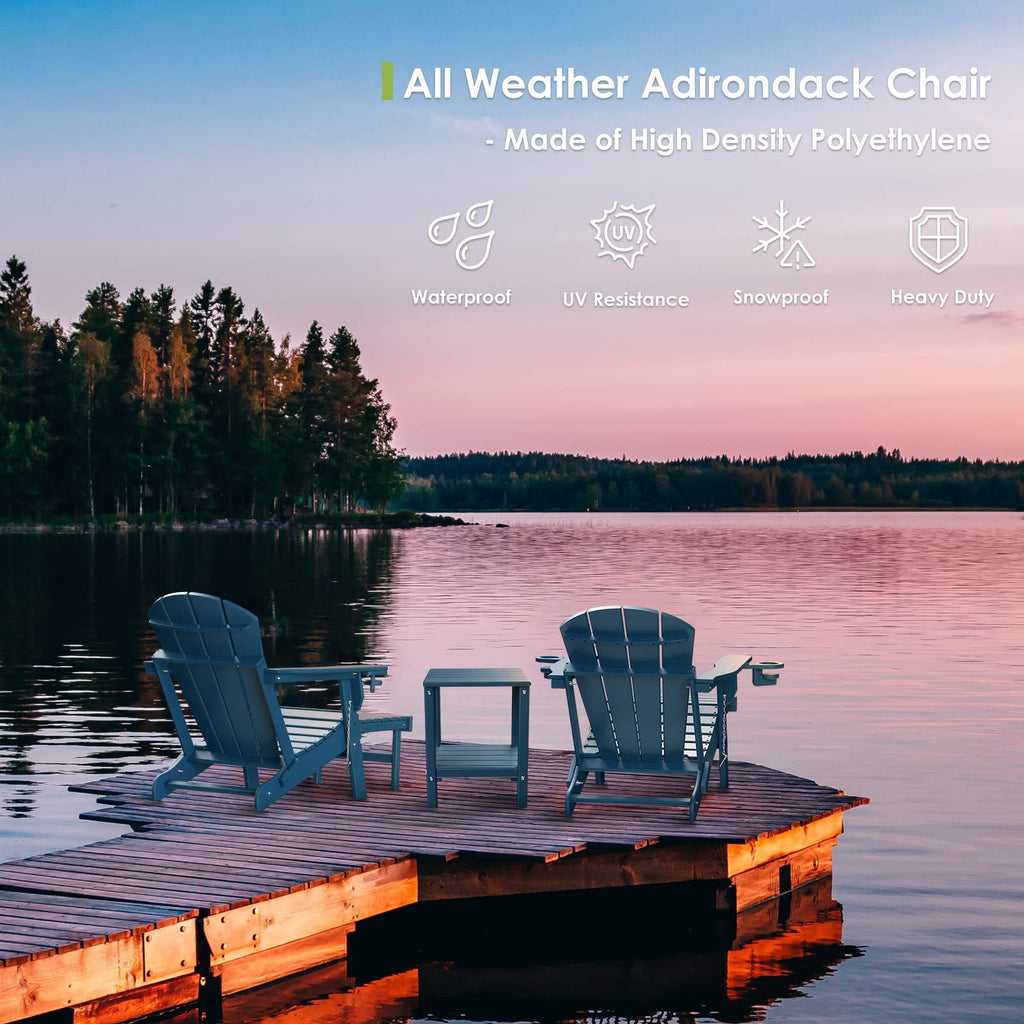 Blue Folding Adirondack Chairs with Ottoman Set of 6 H7148