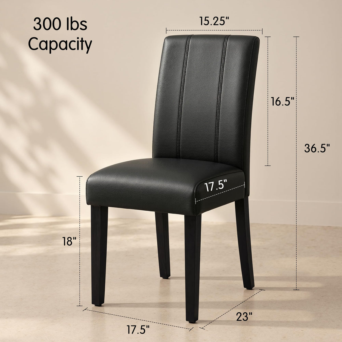 Black Faux Leather Dining Chairs Set of 4 Q736396