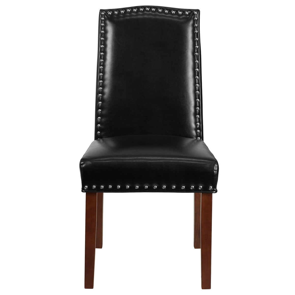 Black LeatherSoft Parsons Chair with Nail Trim W9119