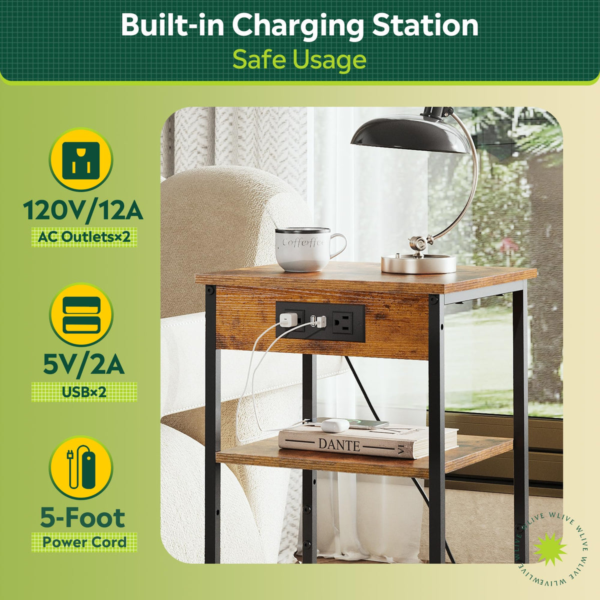 End Table with Charging Station V939378