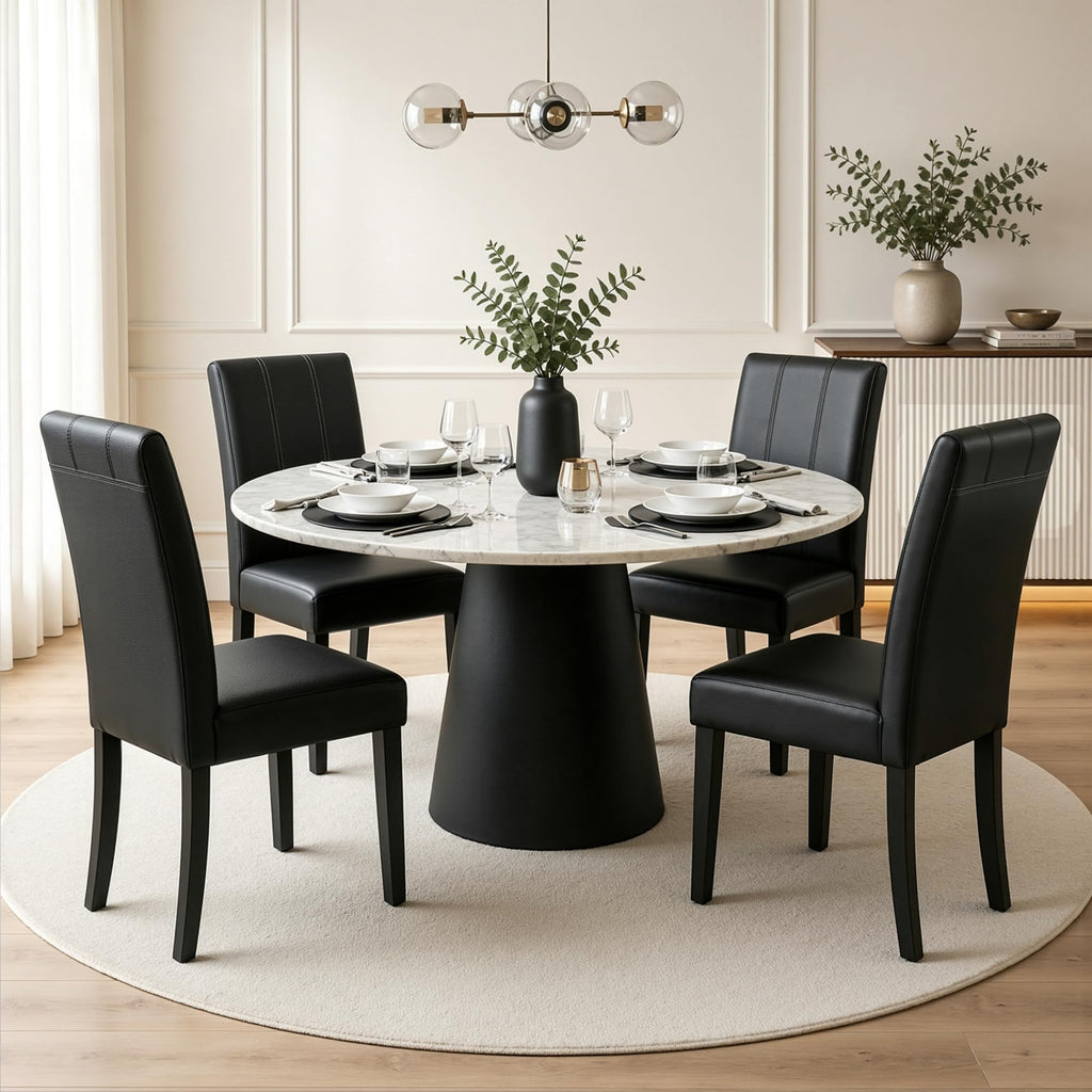 Black Faux Leather Dining Chairs Set of 4 Q736396