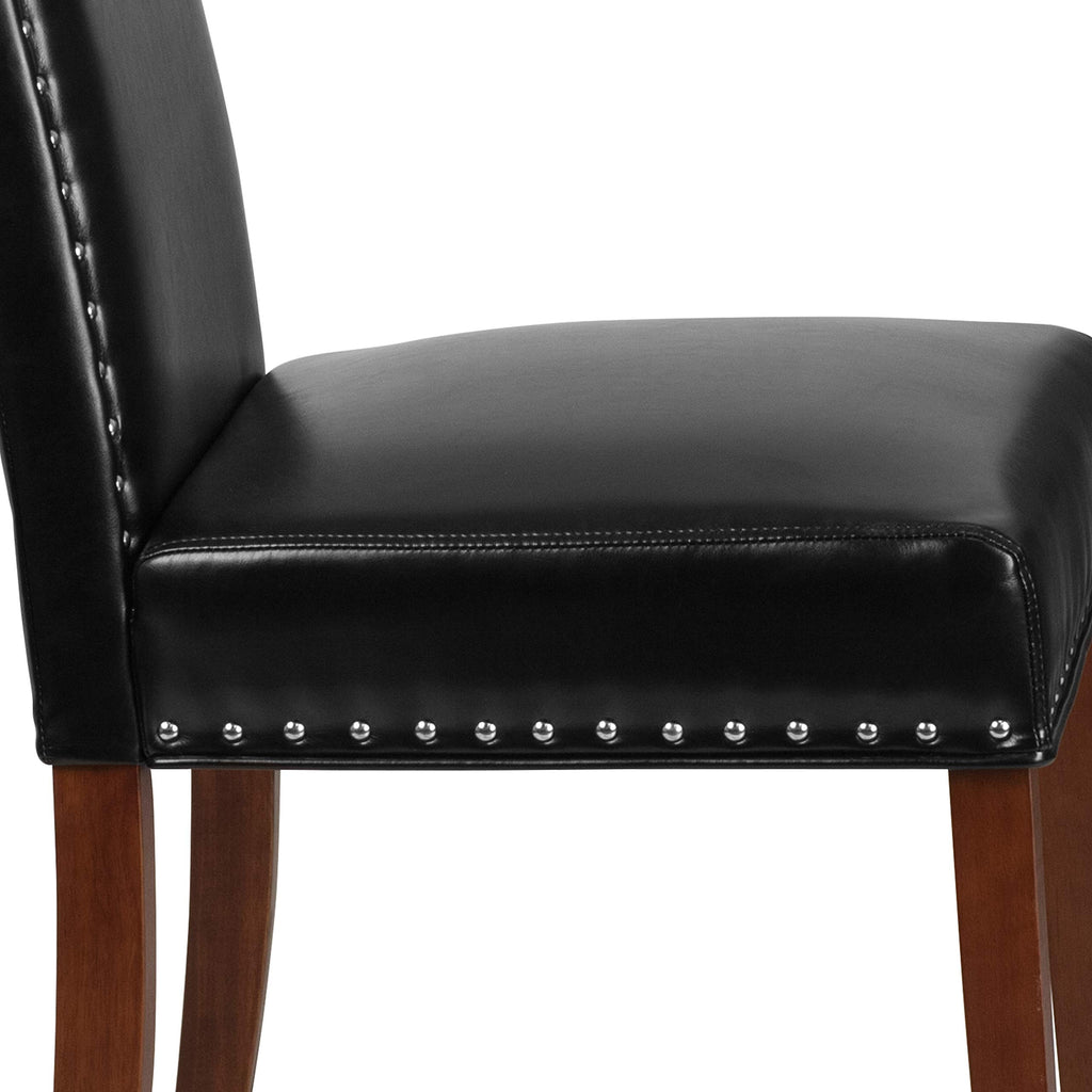 Black LeatherSoft Parsons Chair with Nail Trim W9119
