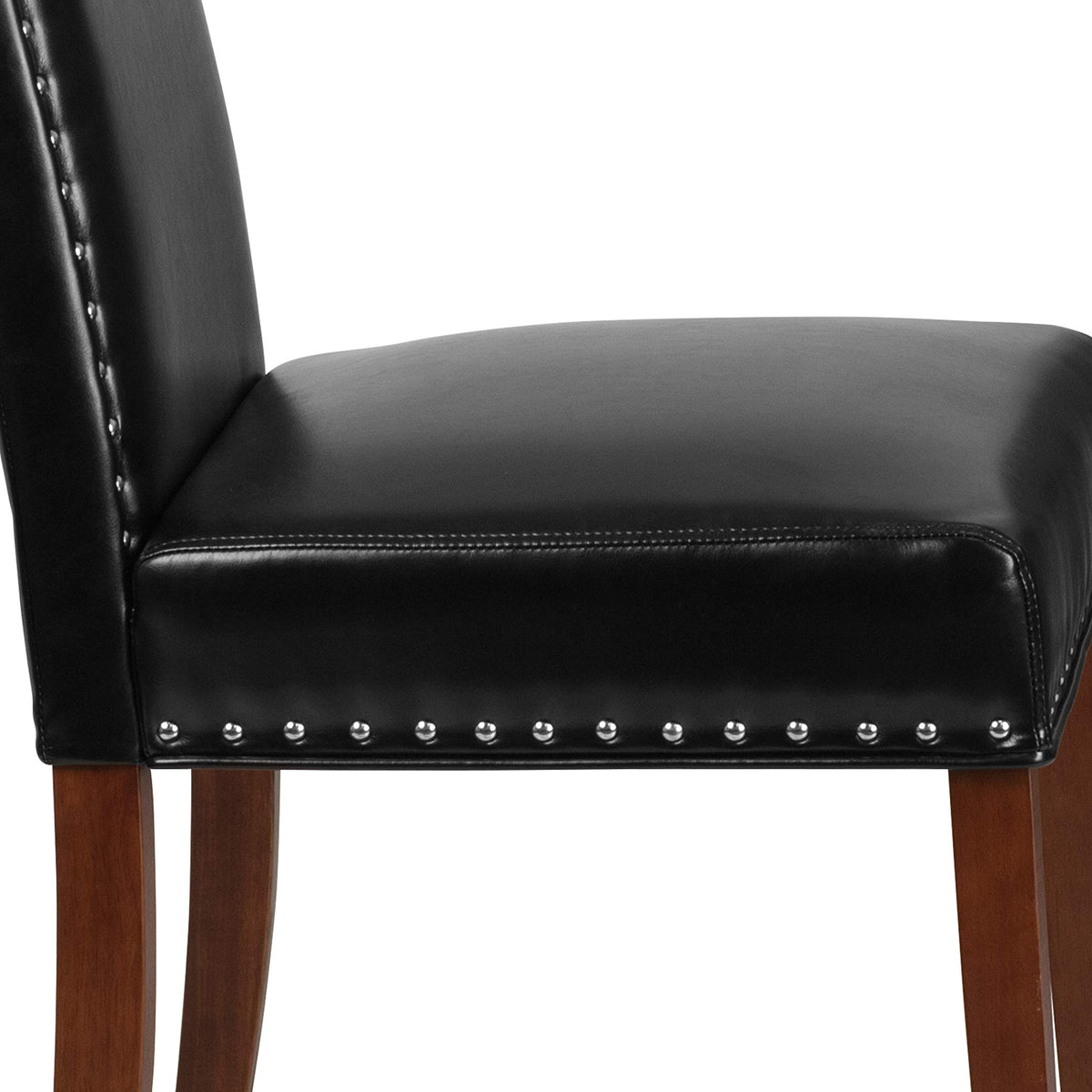 Black LeatherSoft Parsons Chair with Nail Trim W9119