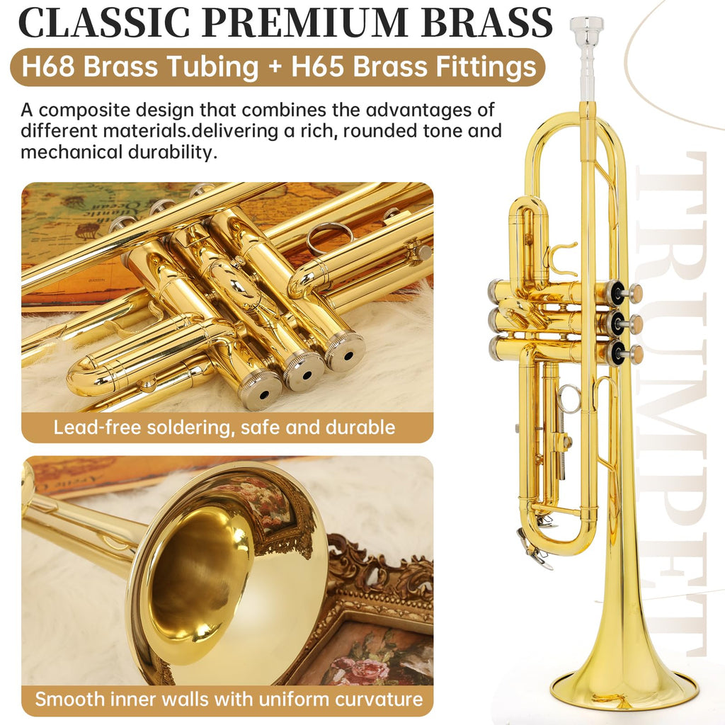 Bb Standard Brass Trumpet with Case, Mouthpiece, Mute, Cleaning Kit J432185