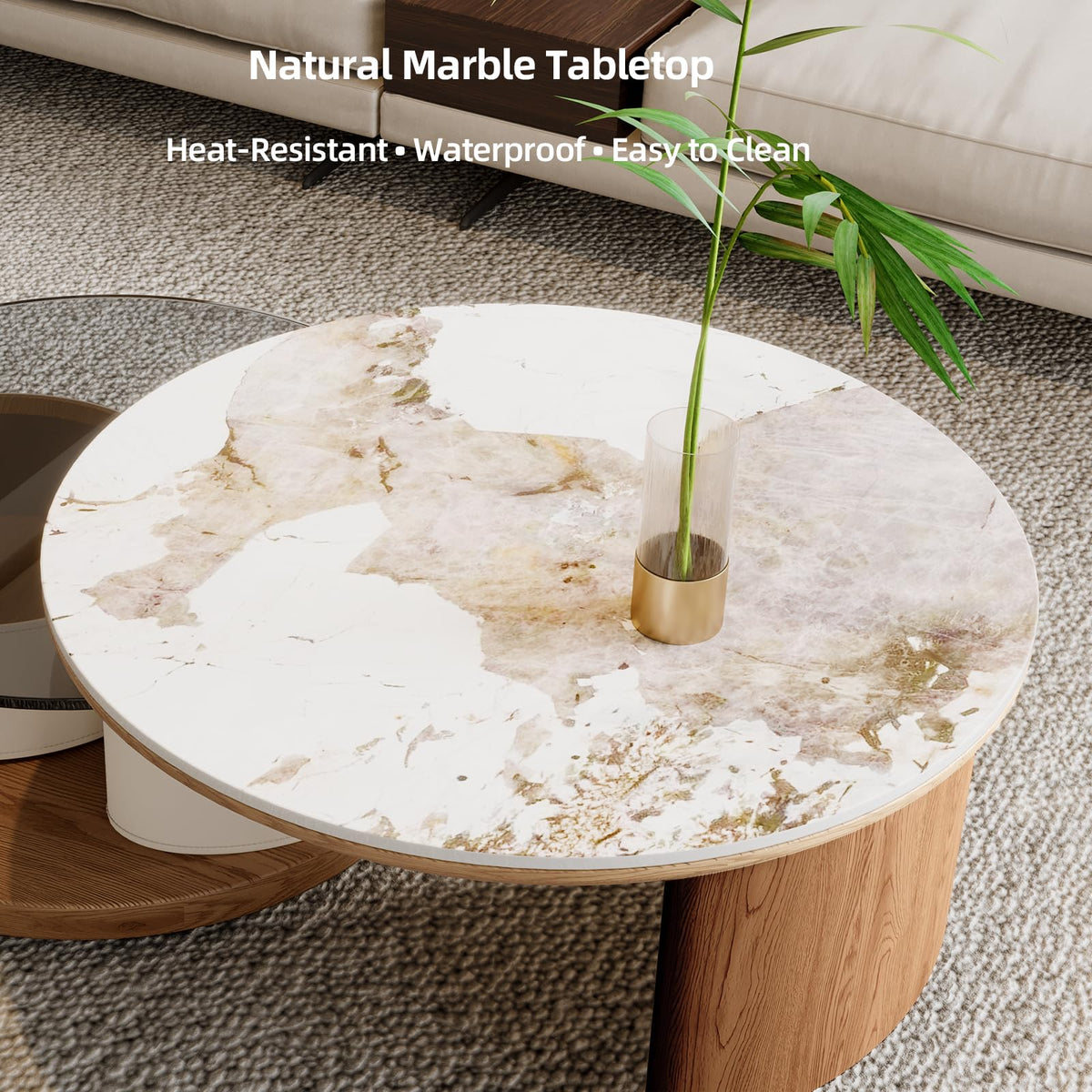 Round Expandable Coffee Table with Hidden Storage V6878