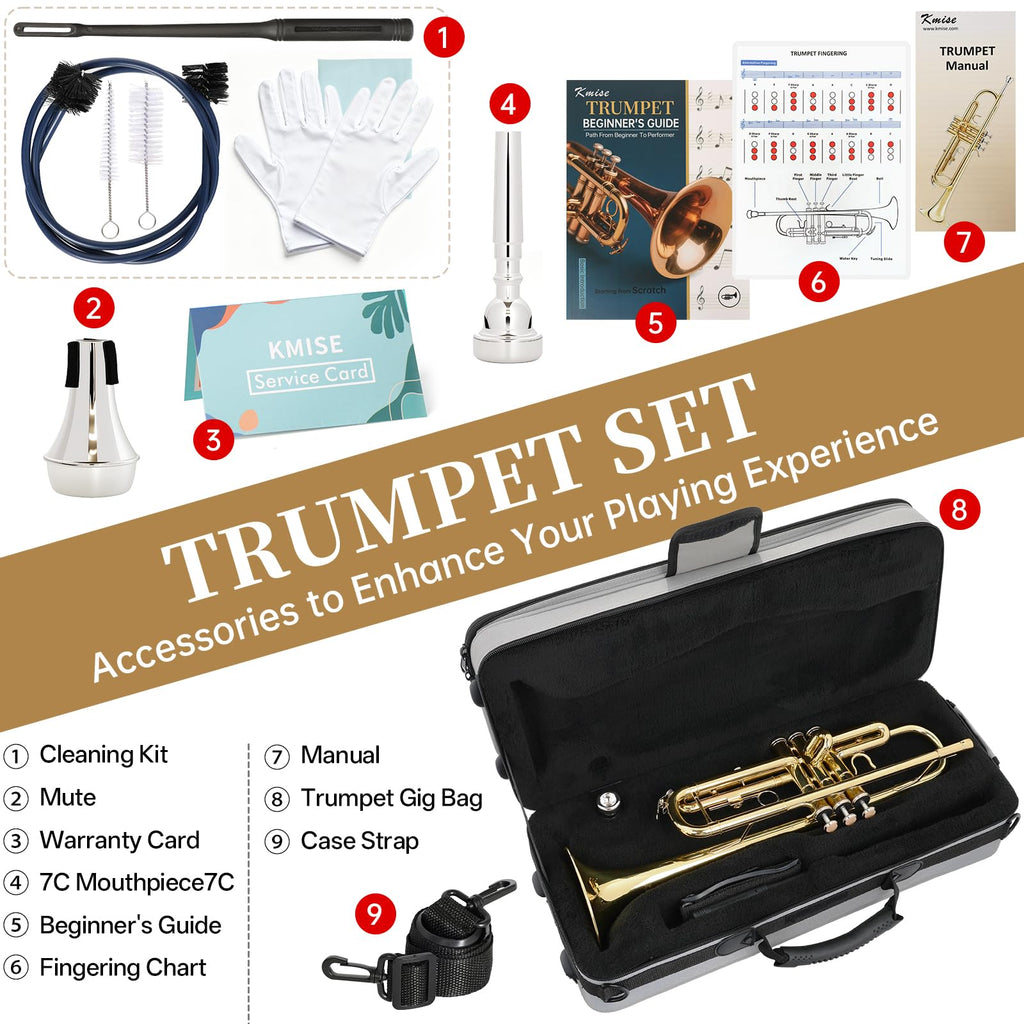 Bb Standard Brass Trumpet with Case, Mouthpiece, Mute, Cleaning Kit J432185