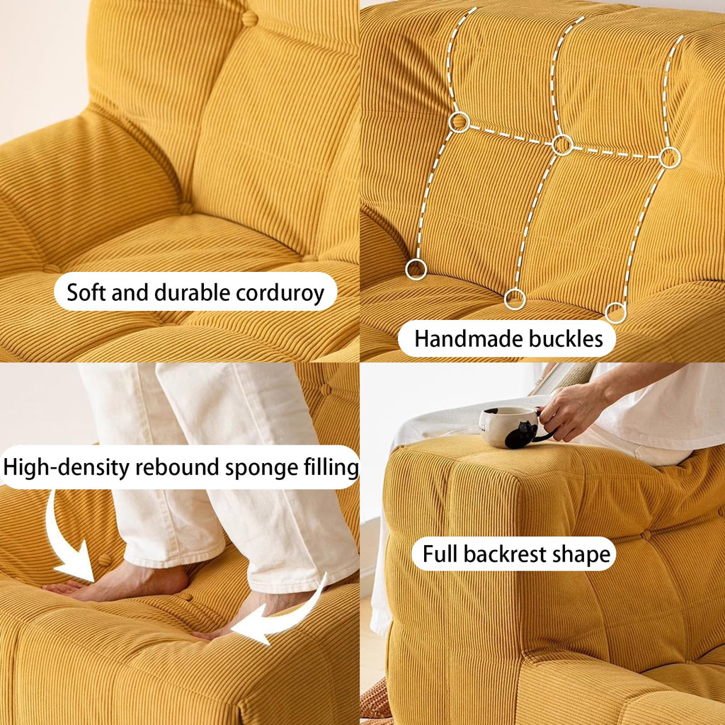 Yellow Corduroy Bean Bag Chair K32831
