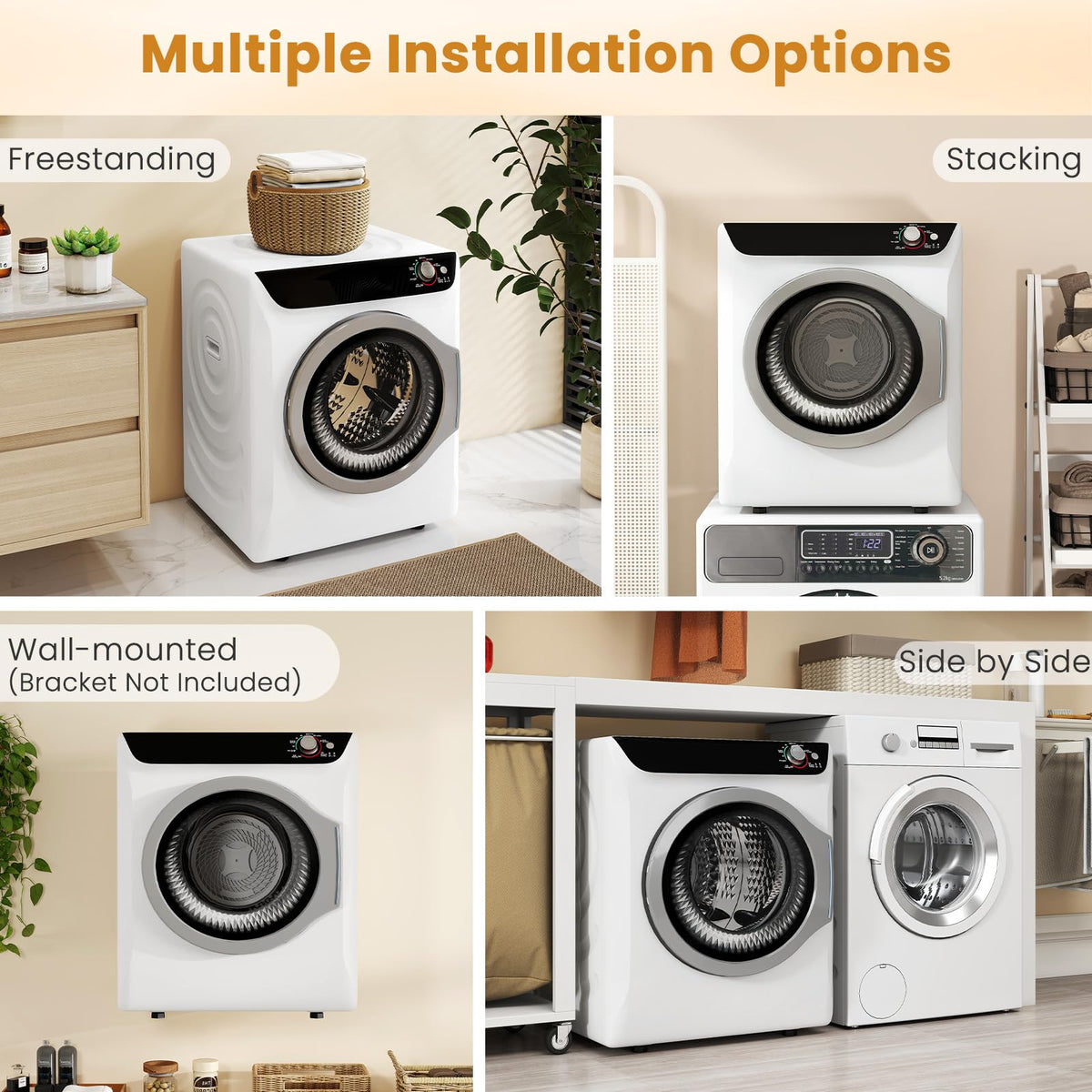 2.6 CU. FT. White Compact Electric Clothes Dryer with Stainless Steel Tub E5886