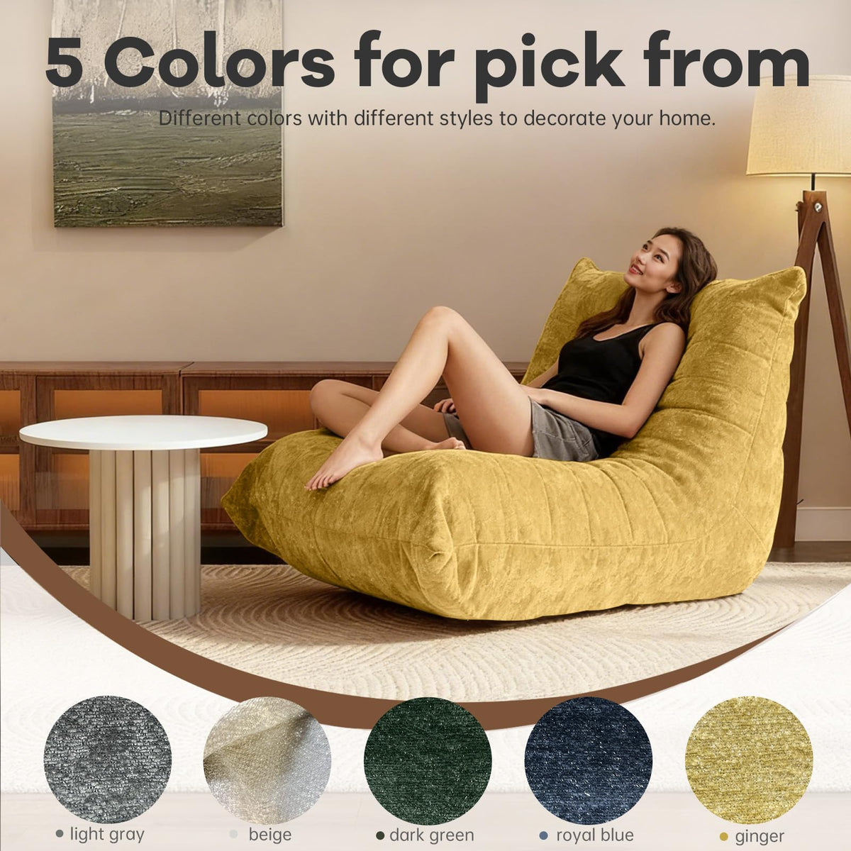 Yellow Memory Foam Bean Bag Chair H3689