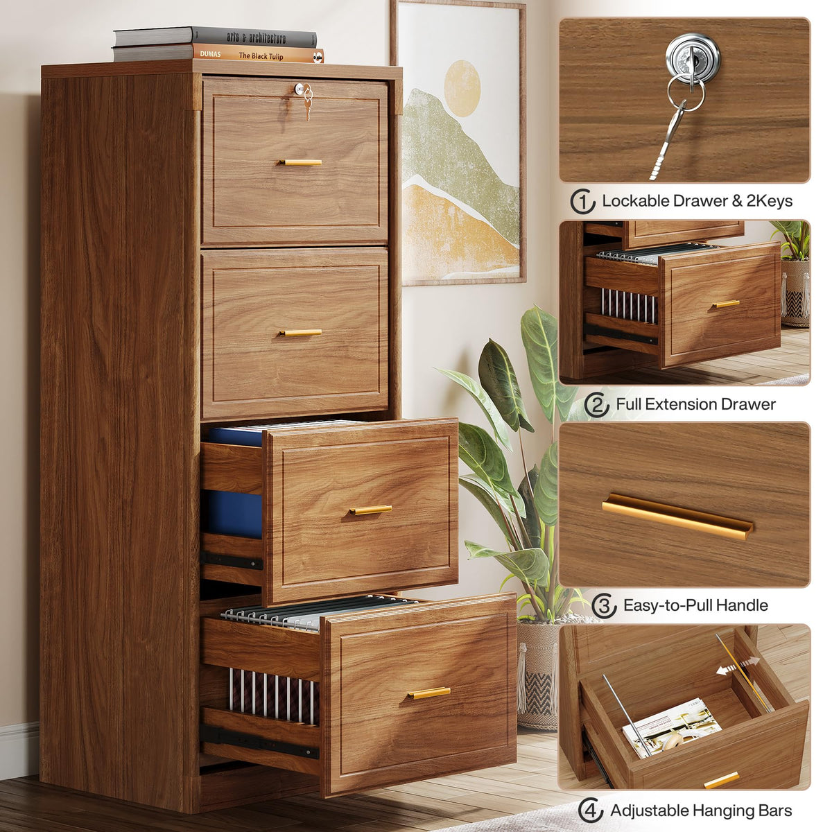 4 Drawer File Cabinet with Lock S2532