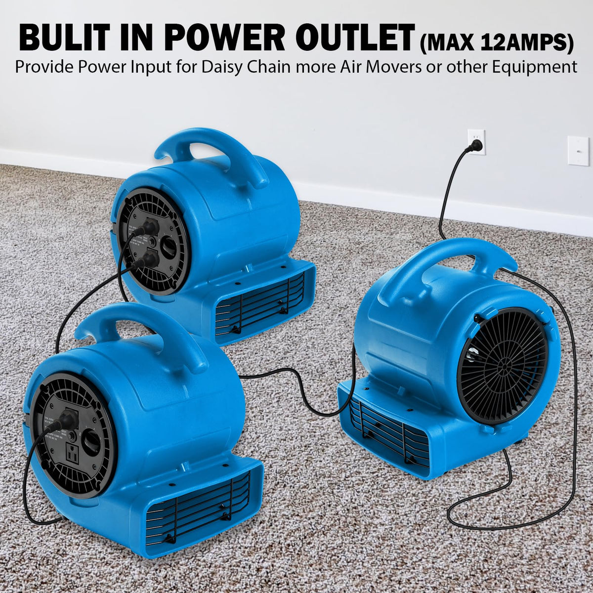 1/5hp 800cfm 3-Speed Air Mover Blower Fan with Dual Outlet U9090