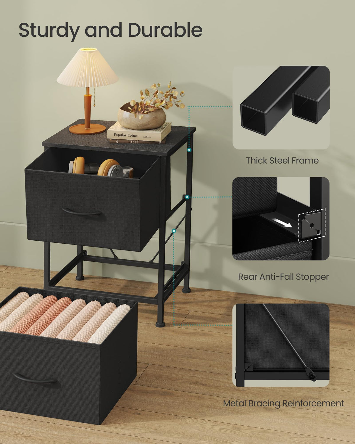 Nightstand with 2 Fabric Drawers K511429