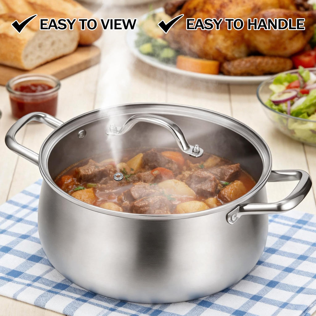 8QT Tri-Ply Stainless Steel Stock Pot with Lid T835512