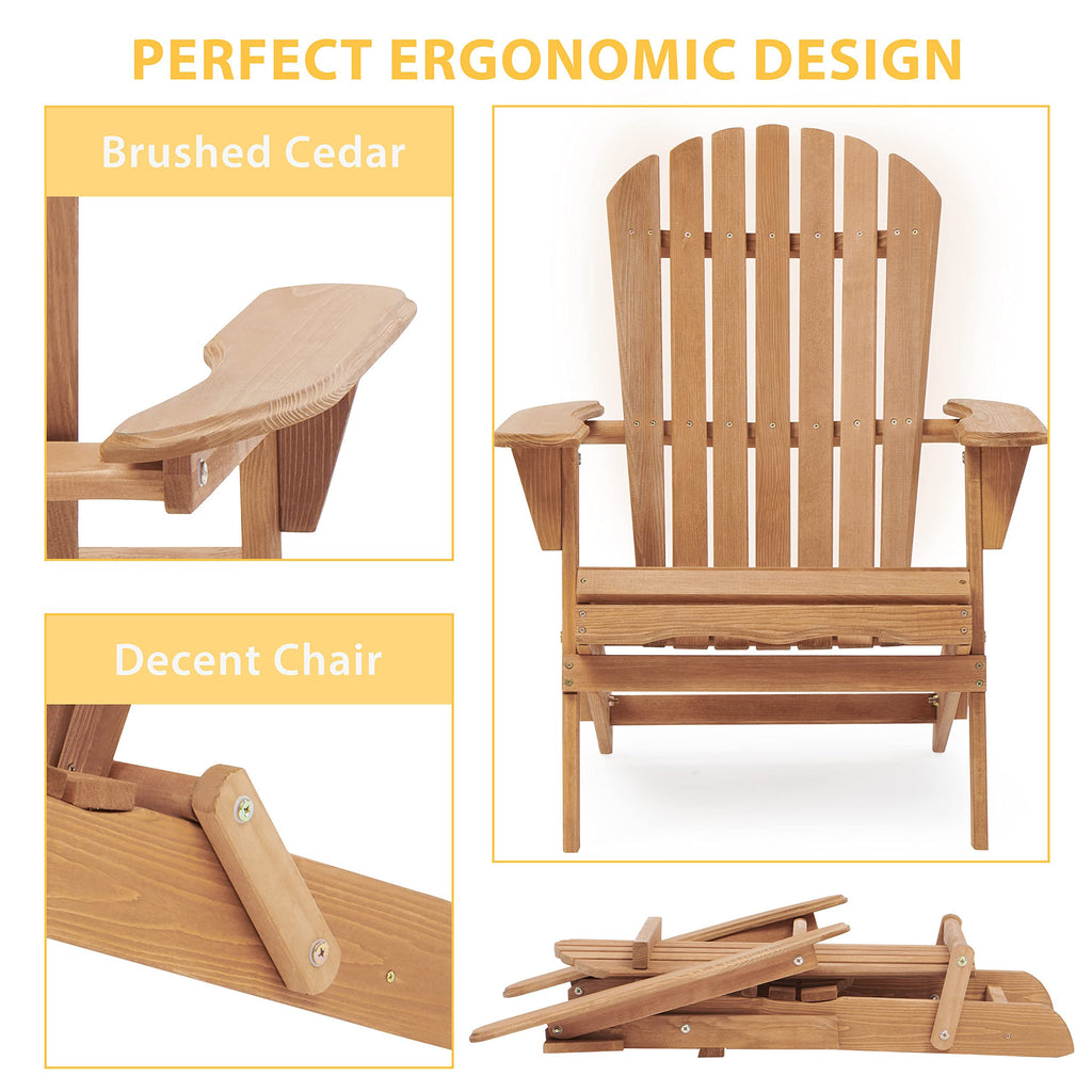 Wood Folding Adirondack Chair Set of 2 Solid Cedar Y999