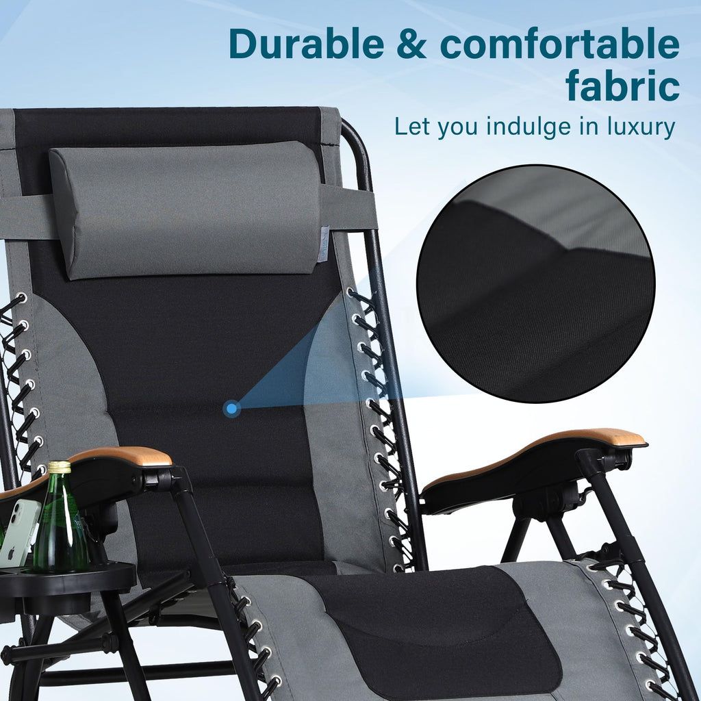 Grey Set of 2 Padded Zero Gravity Chair B261329
