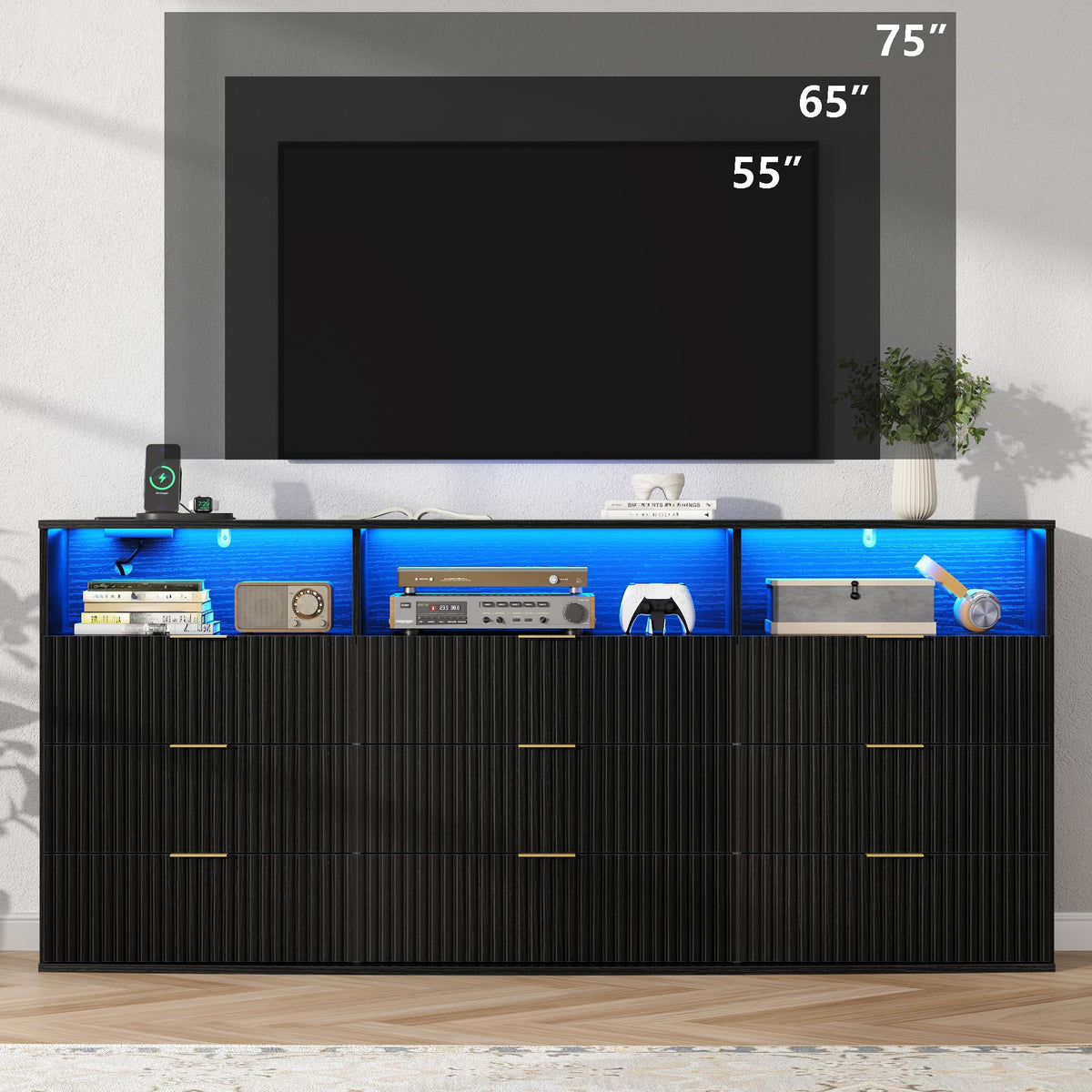 9 Drawer Dresser with 3 Open Cubbies F304