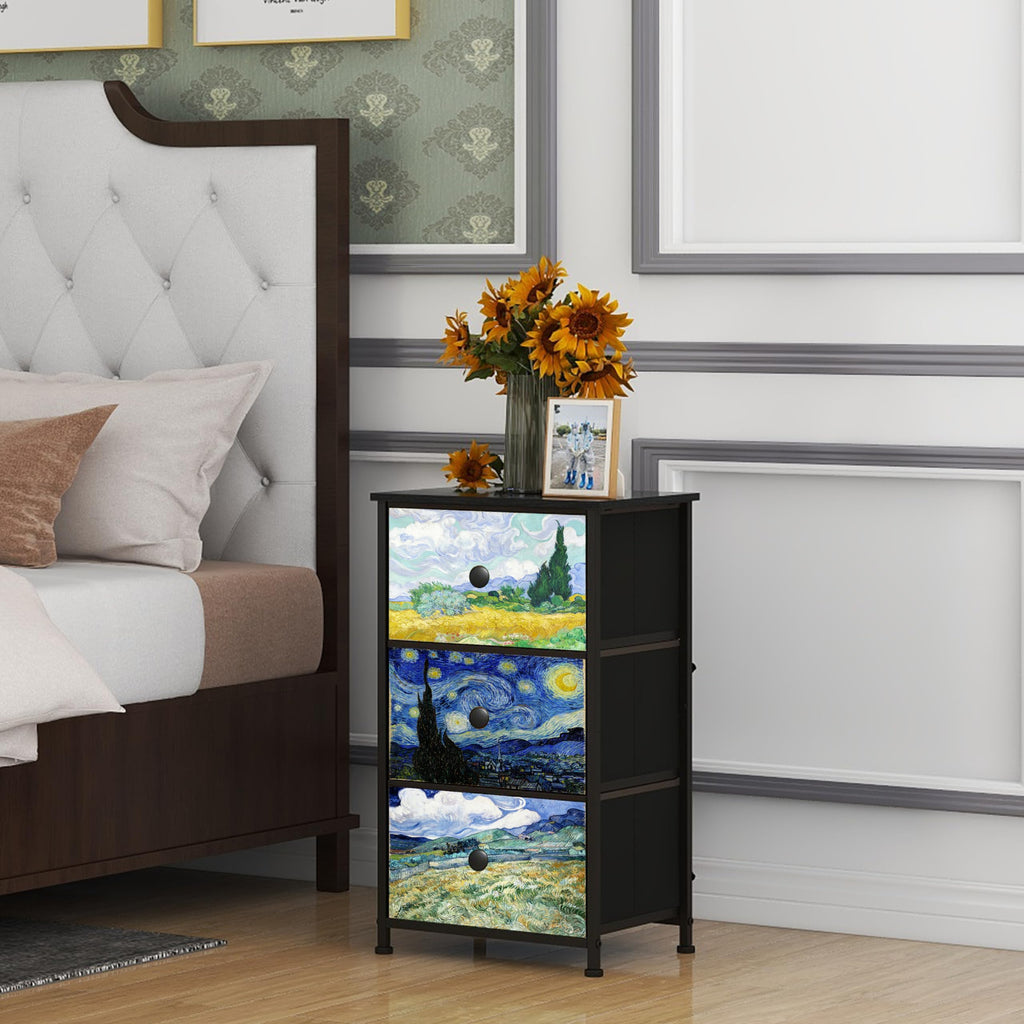 3 Drawer Dresser with Steel Frame Wood Top U56498