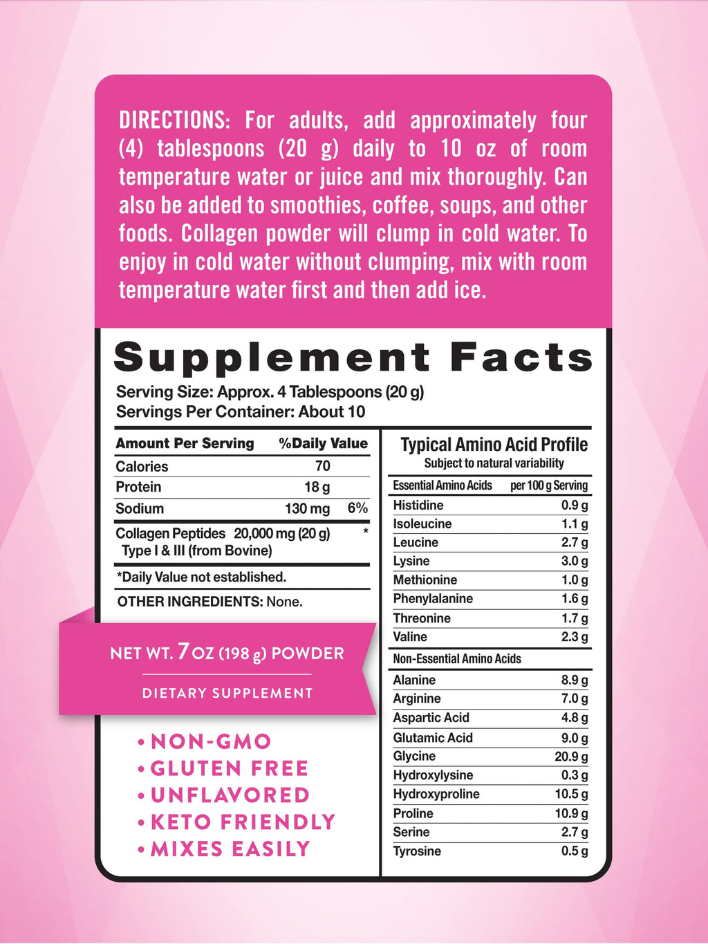 Collagen Powder 7 oz Type I and III Unflavored L61015