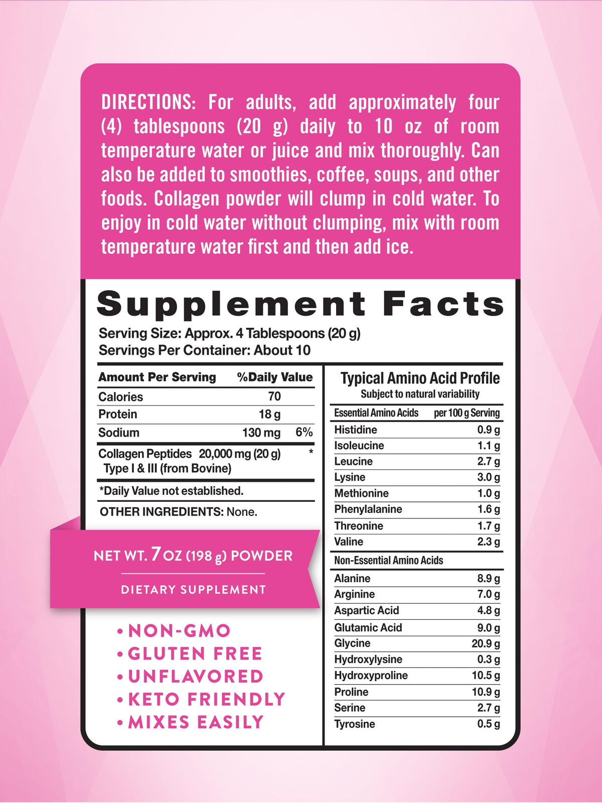 Collagen Powder 7 oz Type I and III Unflavored L61015