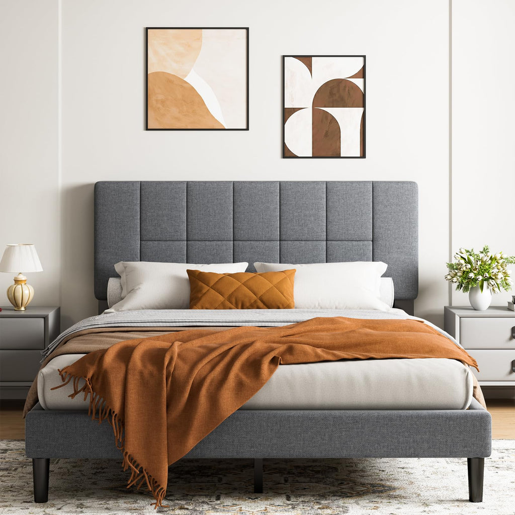Queen Size Dark Gray Upholstered Bed Frame S300611