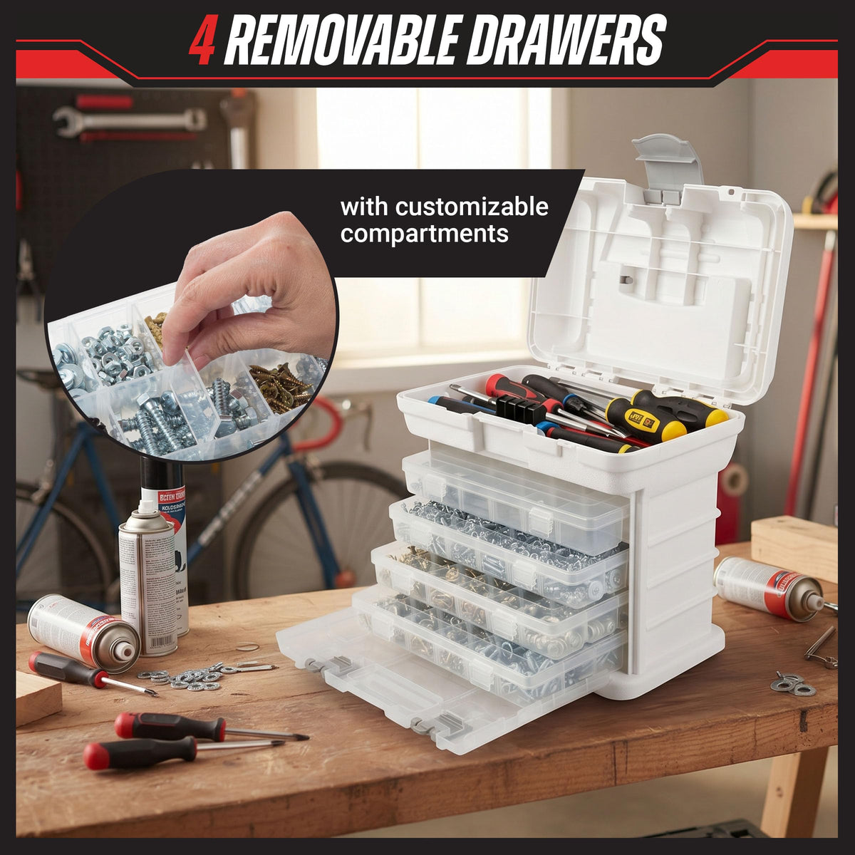 Portable Tool Box Small Parts Organizer with Drawers T956149