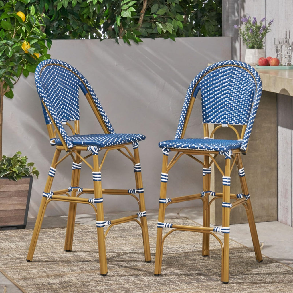 Set of 2 PE Rattan Weave Bar Stools O90097