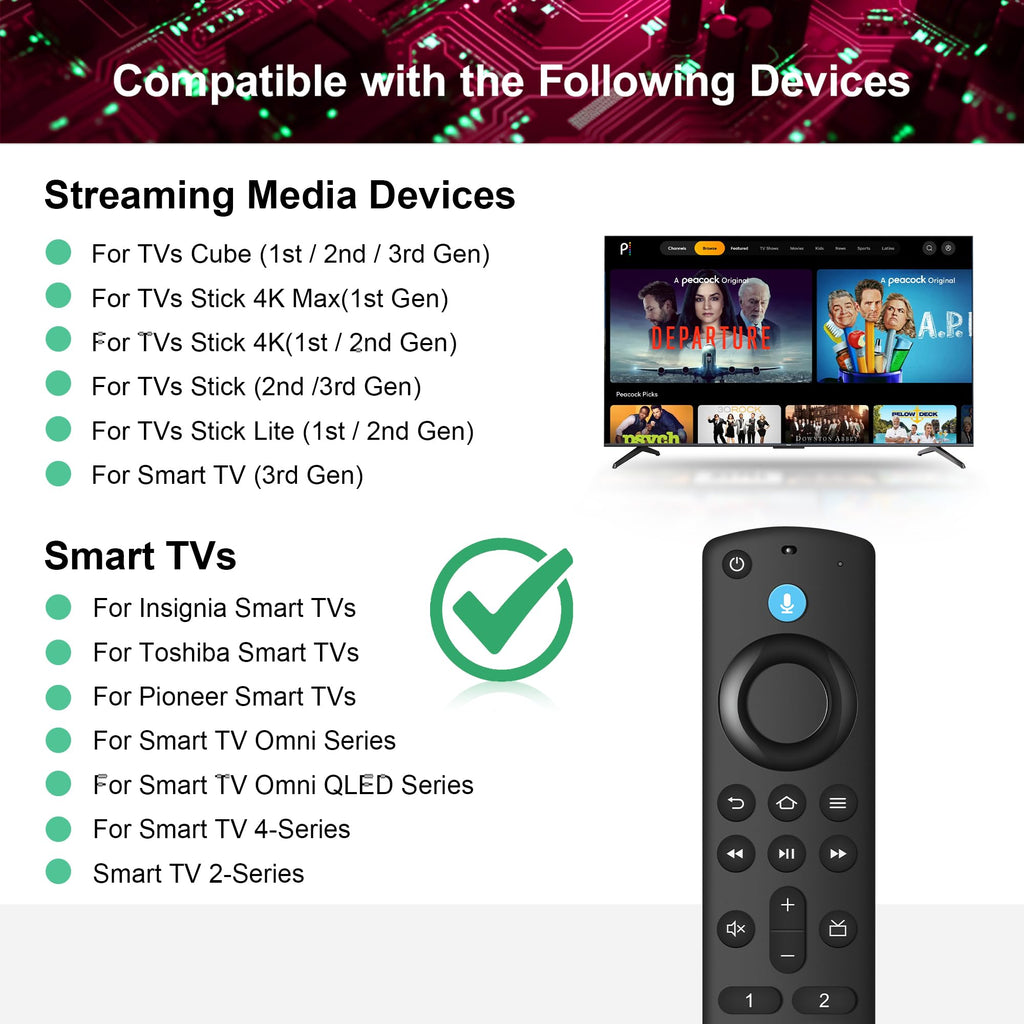 Replacement Fire Stick Remote with Power Volume Buttons Voice Search X111364