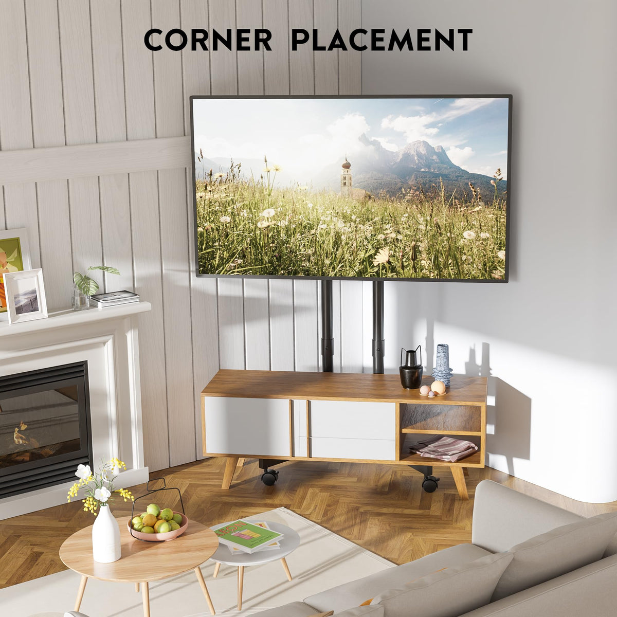 Black Rolling TV Stand for 32-75 Inch TVs Z17769
