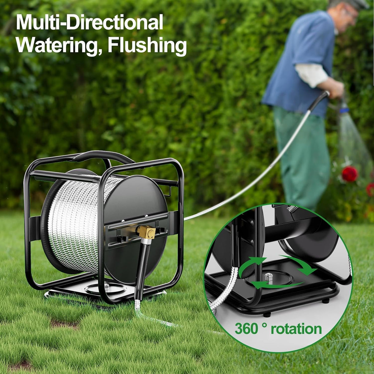 Garden Hose Reel With 100Ft Metal Water Pipe J505183