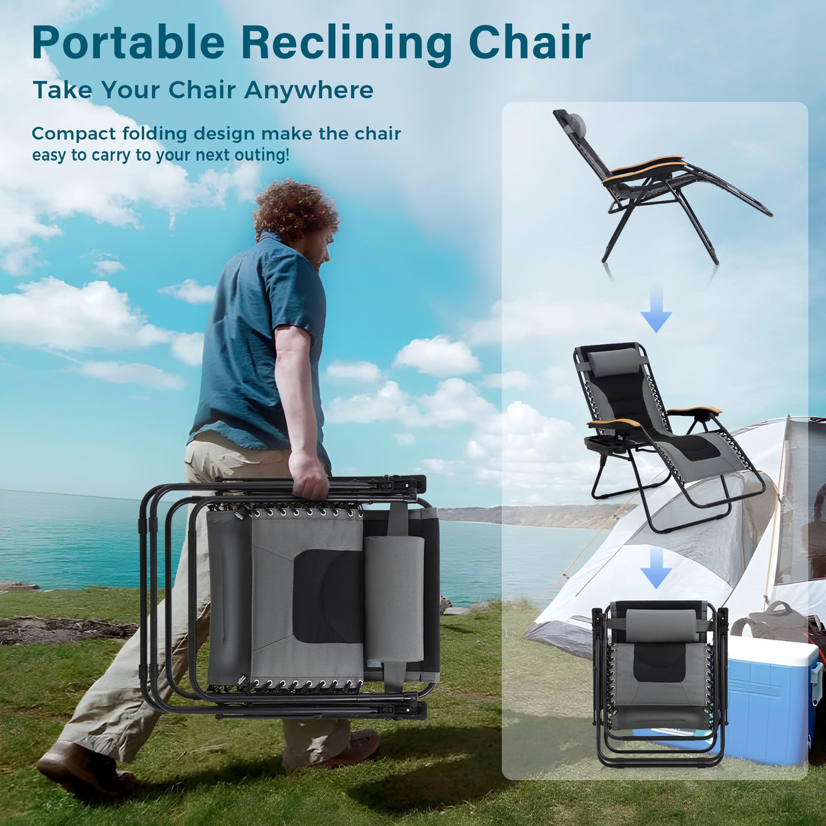 Grey Set of 2 Padded Zero Gravity Chair B261329