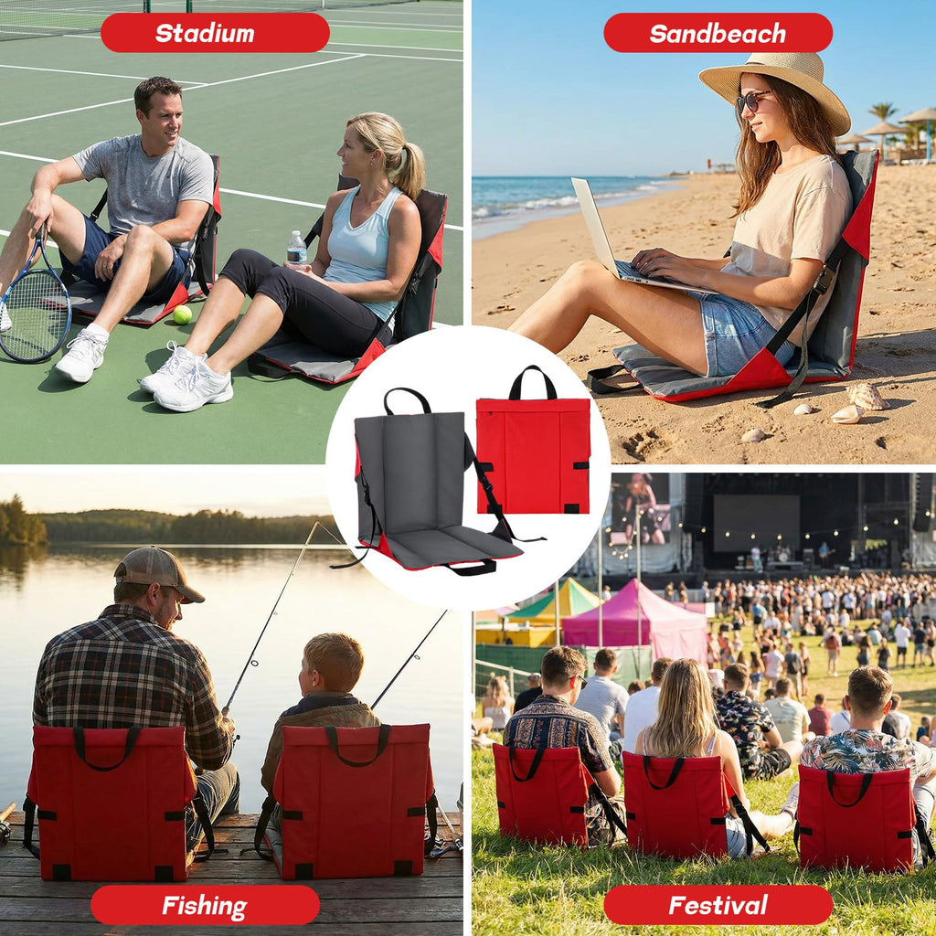 2 Pack Foldable Stadium Seats with Back Support R7330