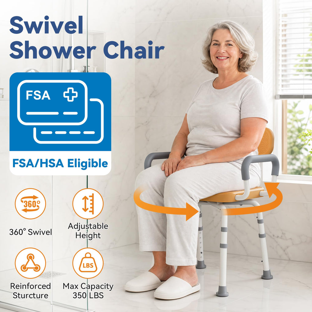 Swivel Shower Chair with Removable Arms & Back O2013