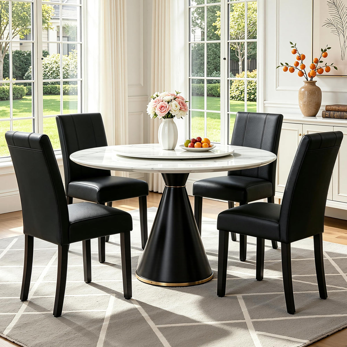 Black Faux Leather Dining Chairs Set of 4 Q736396