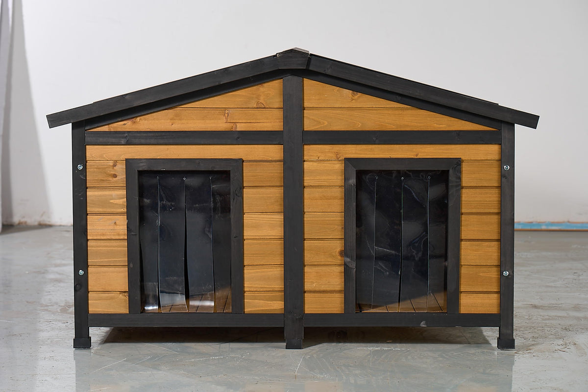 Large Wooden 2-Tier Rabbit Cage with Waterproof Roof K793783