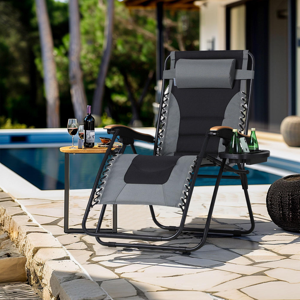Grey Set of 2 Padded Zero Gravity Chair B261329