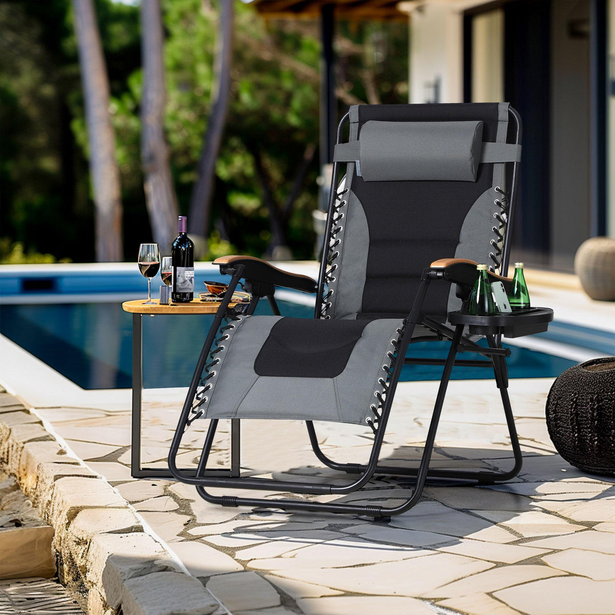 Grey Set of 2 Padded Zero Gravity Chair B261329