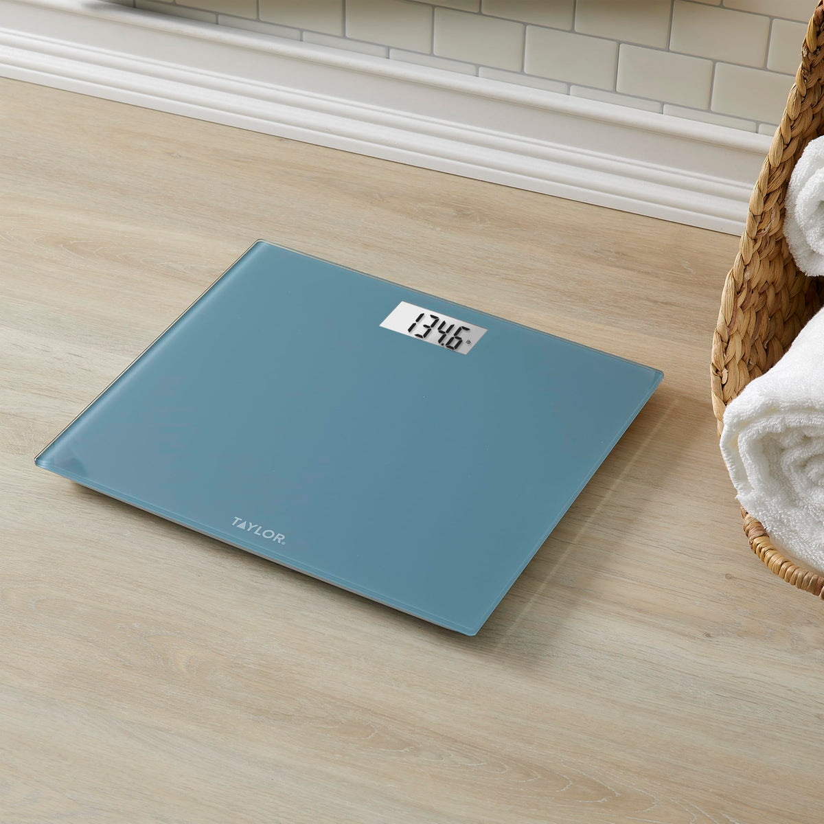 Digital Scale, Extra-Wide 13x15 Glass Platform, Slate Blue F9253