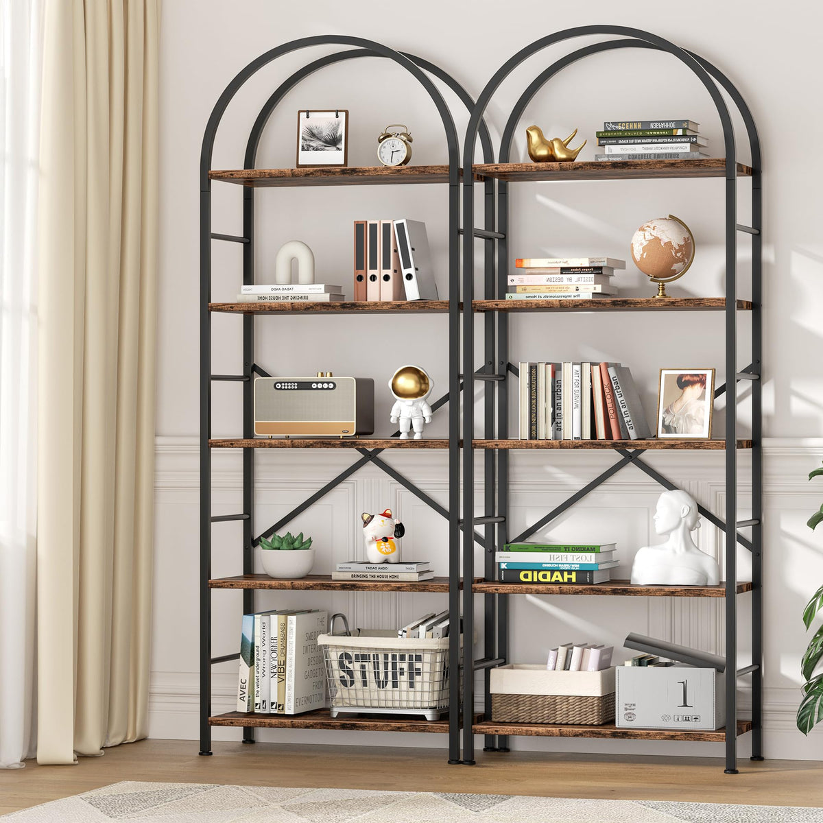 5 Tier Brown Bookshelf J533