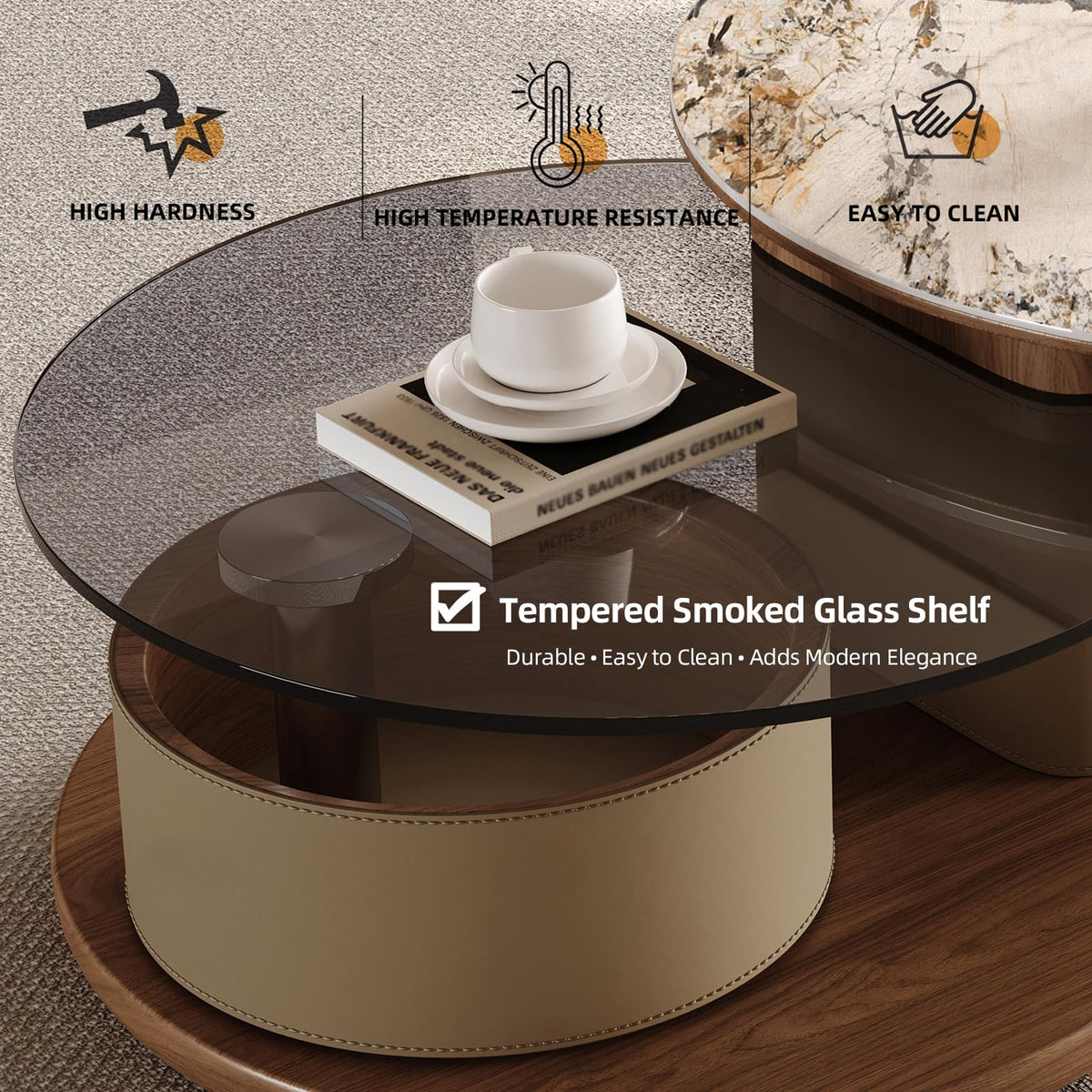 Round Expandable Coffee Table with Hidden Storage V6878