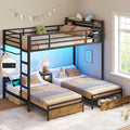Black Twin Over Twin Triple Bunk Bed with Storage Drawers G903576