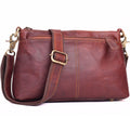 Small Genuine Leather Crossbody Bag with 3 Zipper Pockets O3563