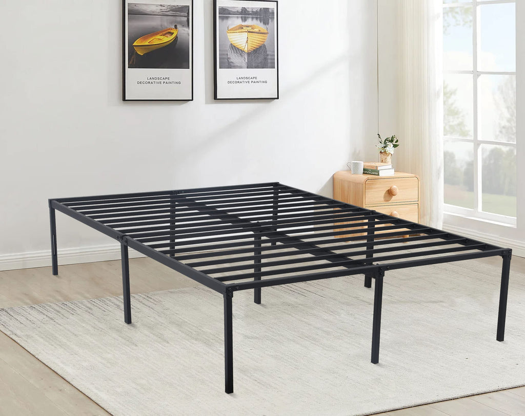18 Inch Black Metal Full Size Platform Bed Frame with Storage J6697