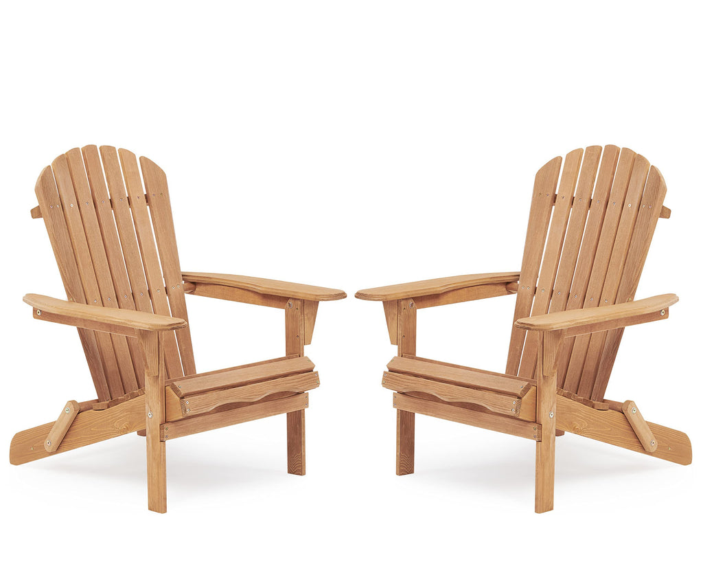 Wood Folding Adirondack Chair Set of 2 Solid Cedar Y999