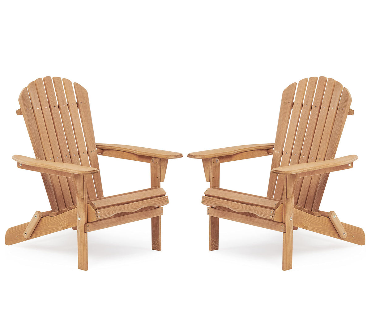 Wood Folding Adirondack Chair Set of 2 Solid Cedar Y999