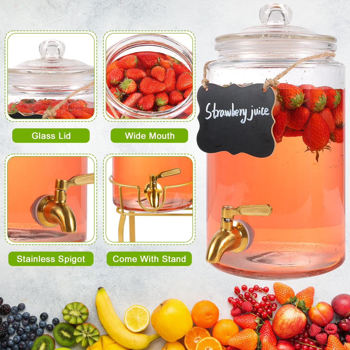 2 Pack 1 Gallon Beverage Dispenser with Stand P6550