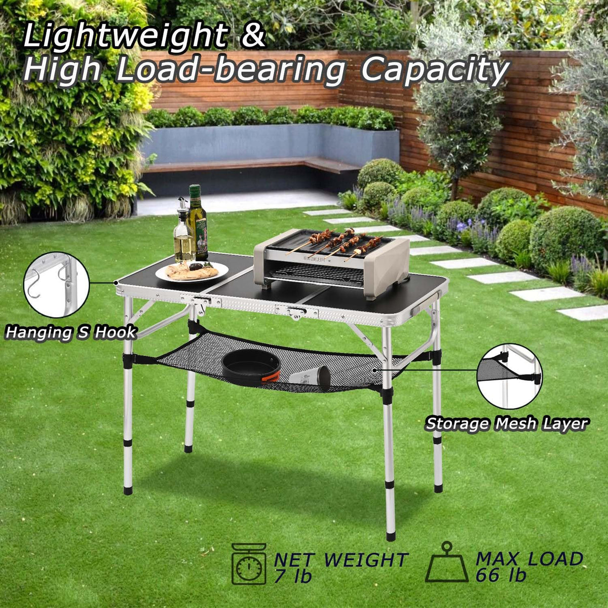 3ft Folding Camping Table with Storage Net L894831