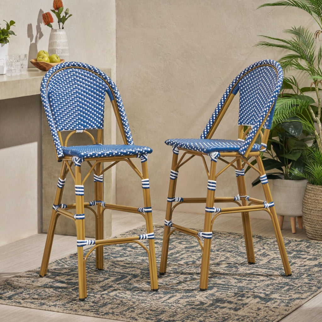 Set of 2 PE Rattan Weave Bar Stools O90097
