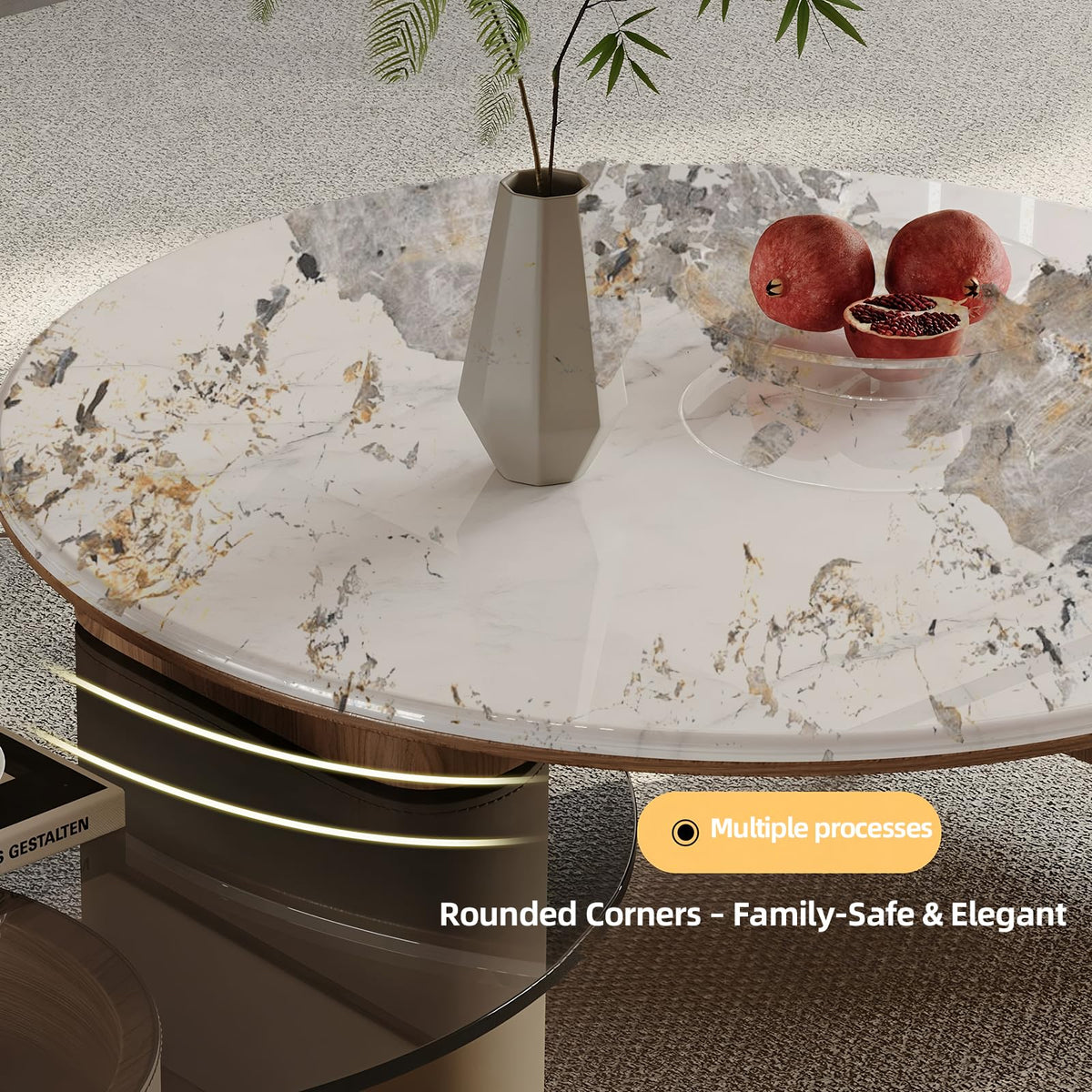 Round Expandable Coffee Table with Hidden Storage V6878
